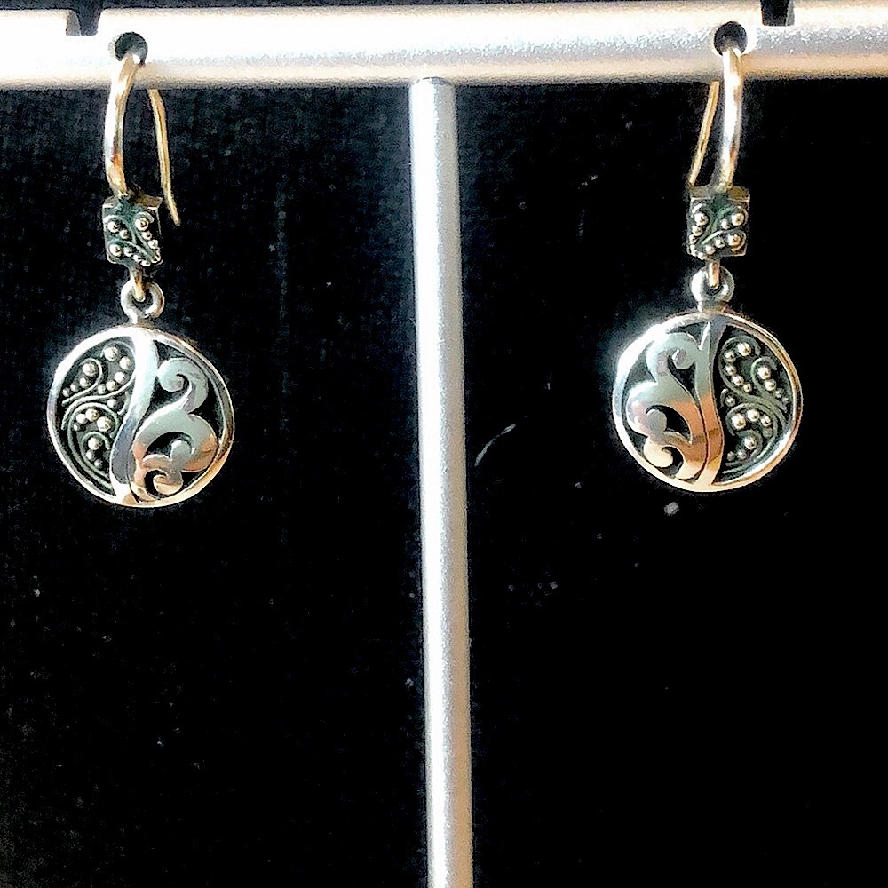 LOIS HILL Yin Yang Granulated Oxidized Cutout Sterling Silver Drop Earrings